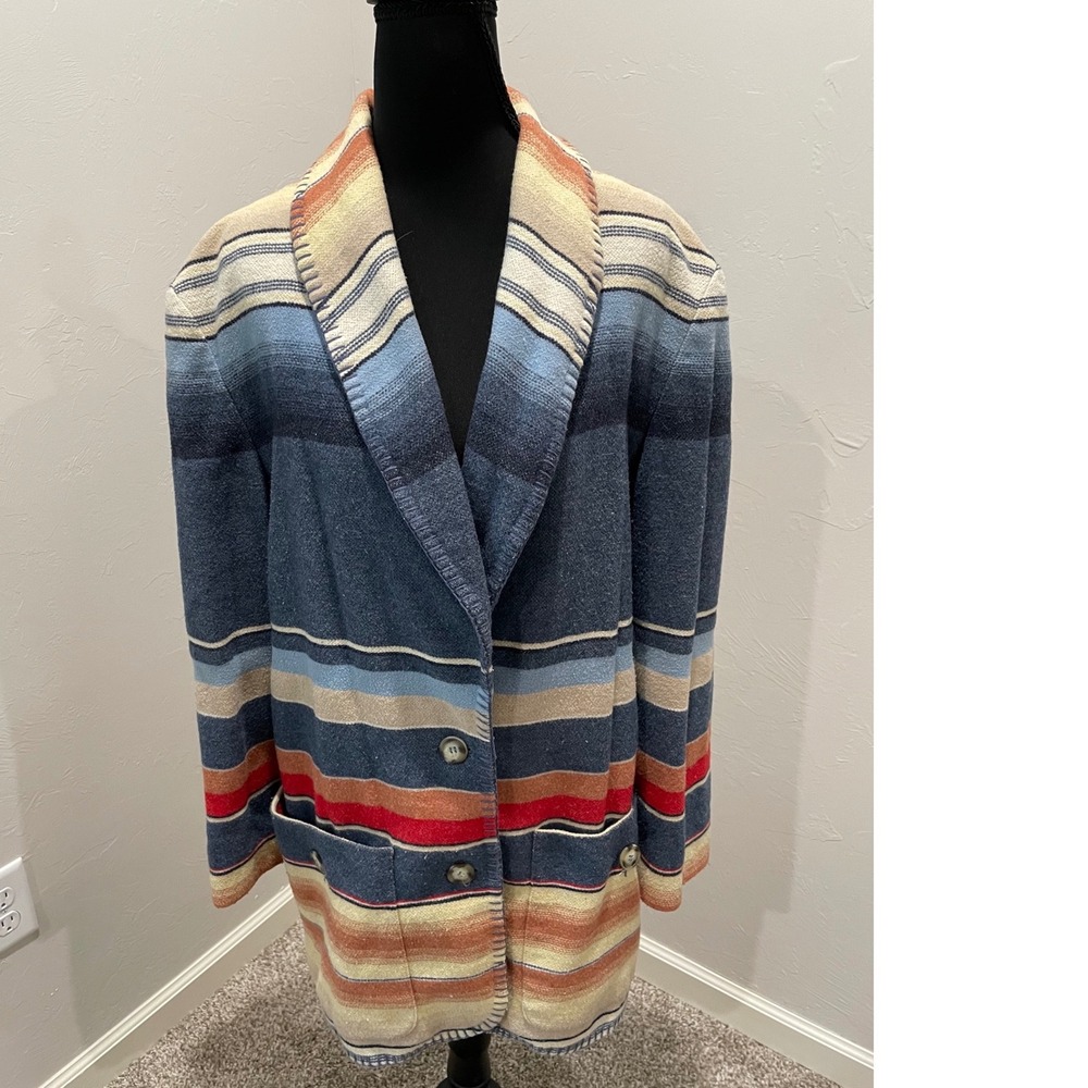 Vintage Express EXP Jeans Southwestern Stripe Wool Blend Jacket Made in Italy S